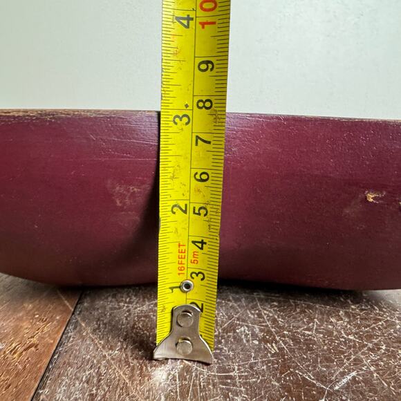 Vintage solid wood clover shamrock painted dark red serving decorative bowl - Picture 4 of 6